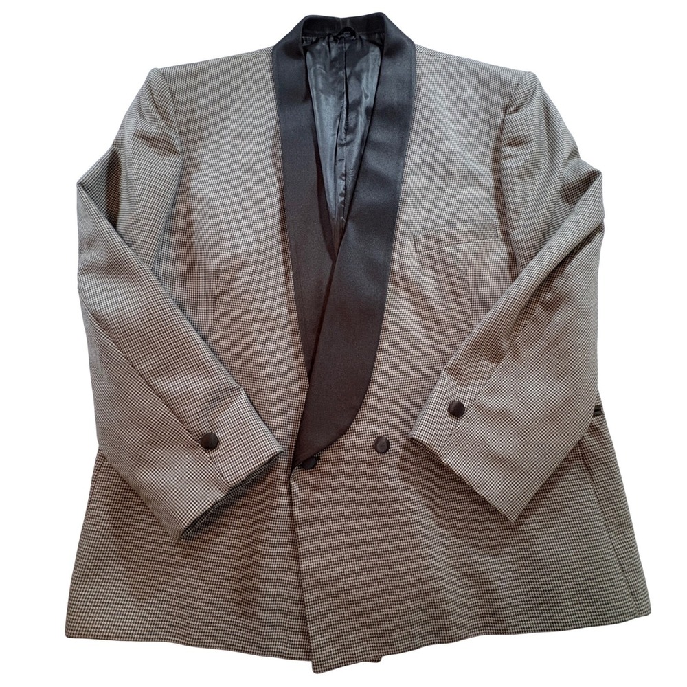 After Six Houndstooth Tuxedo Jacket Mens 48S Shawl Lapel Formal Dinner Blazer